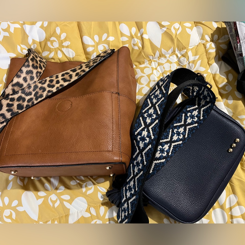 Chic Brown and Navy Crossbody Bag Set